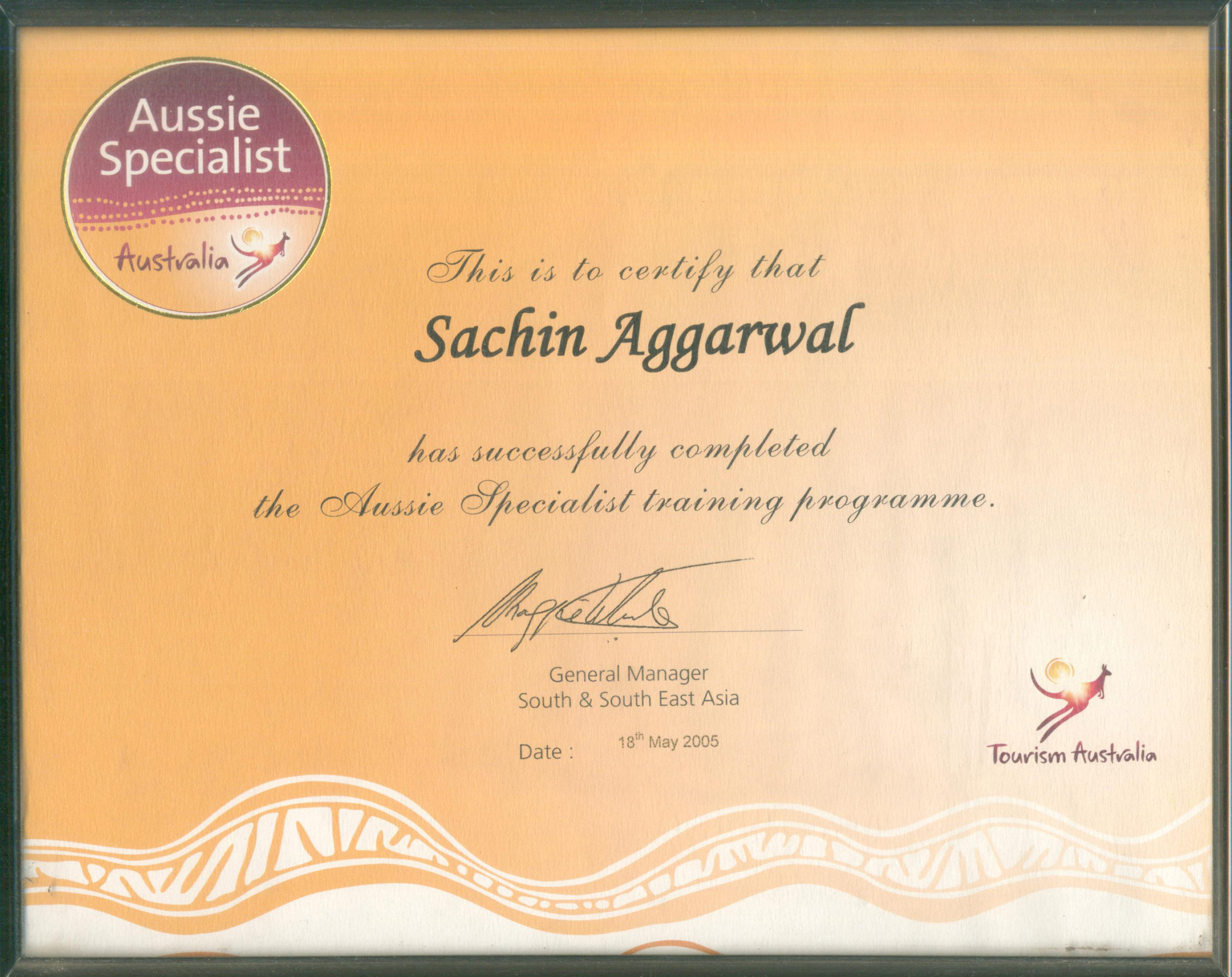Aussie Specialist Certificate